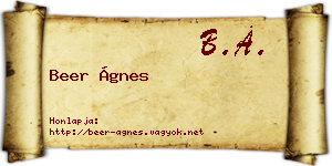 Beer Ágnes névjegykártya